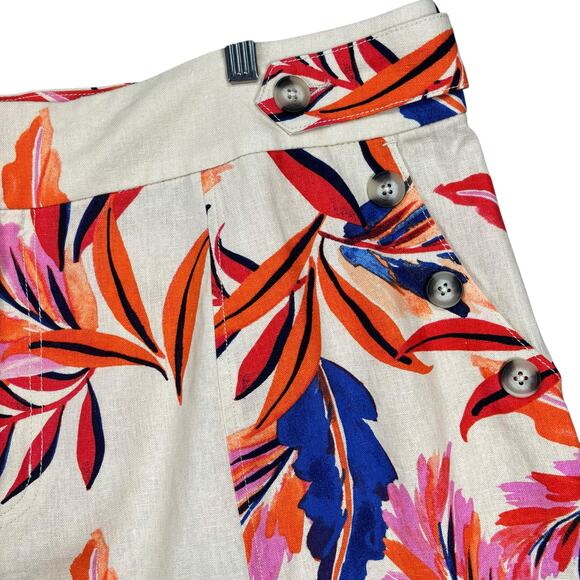 G by Giuliana Linen Rayon Tropical Print High Waist‎ Summer Resort Shorts 22 - Picture 3 of 7